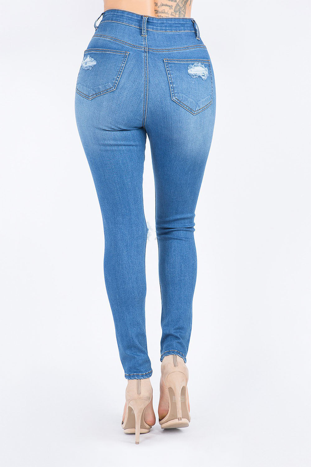 Women's Essential Unreleased Hem High Waist Distressed Skinny Jeans