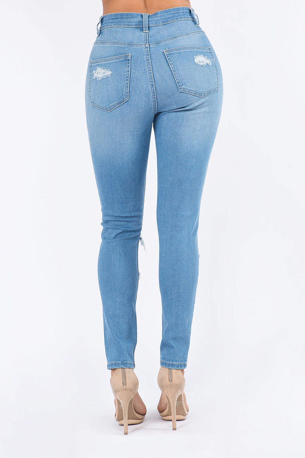 Women's Essential Unreleased Hem High Waist Distressed Skinny Jeans