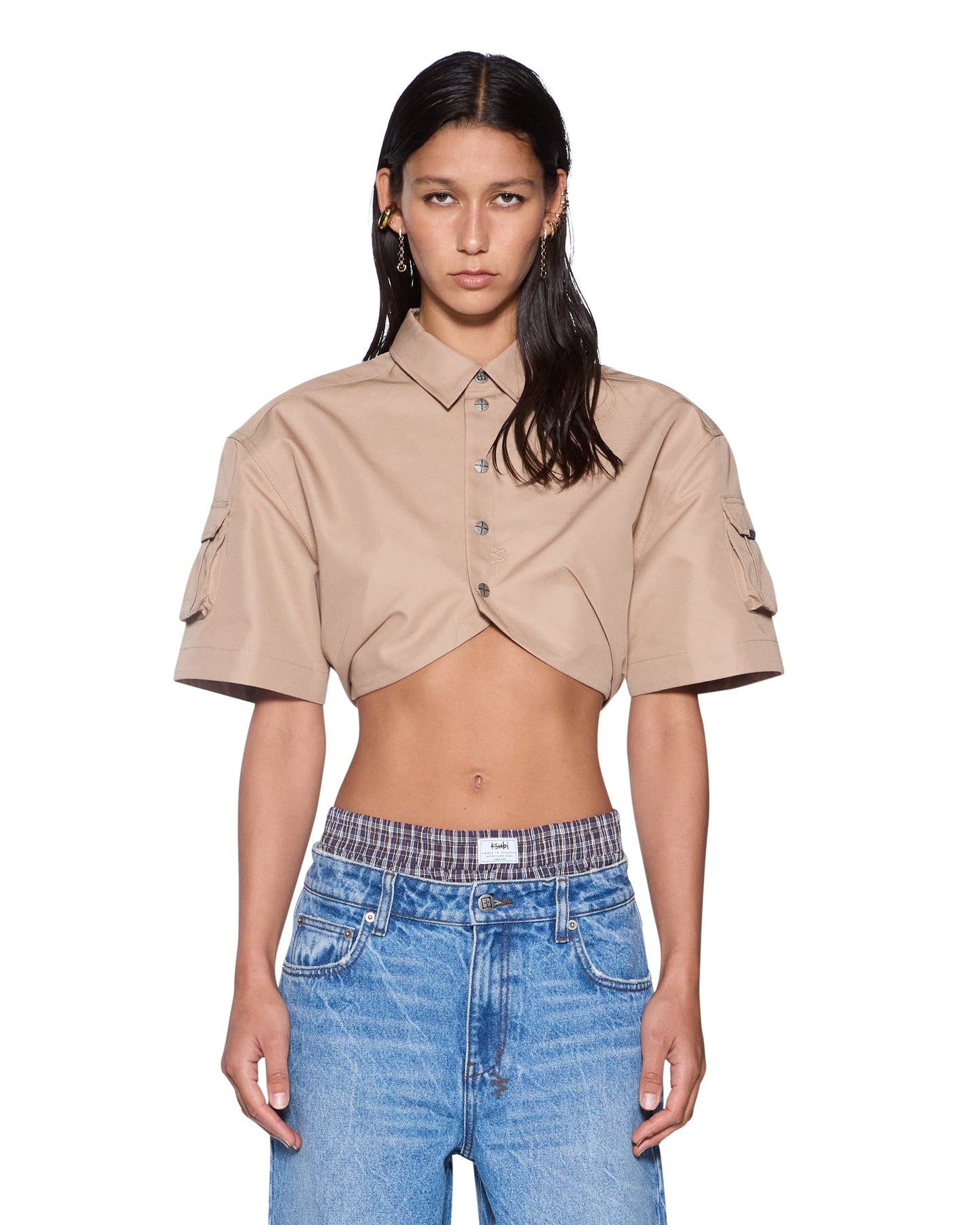 BARKER CROP SS SHIRT TAN