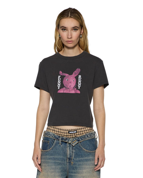 FUNNY BUNNY SHRUNKEN SS TEE WASHED BLACK