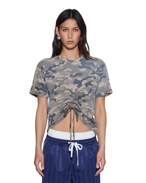 RUCHED EVERYDAY SS TEE CAMO