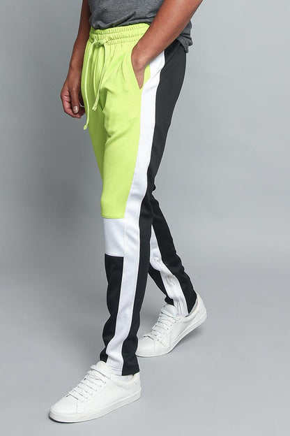 Tri Colored Color Blocked Track Pants