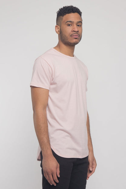 Solid Color Long Length Curved Hem T-Shirt