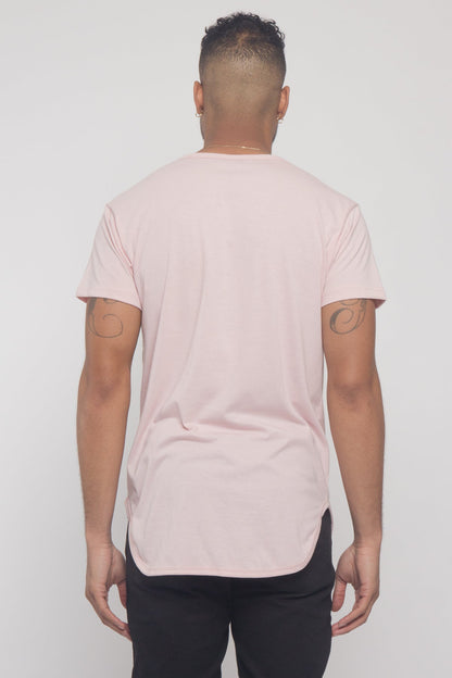 Solid Color Long Length Curved Hem T-Shirt
