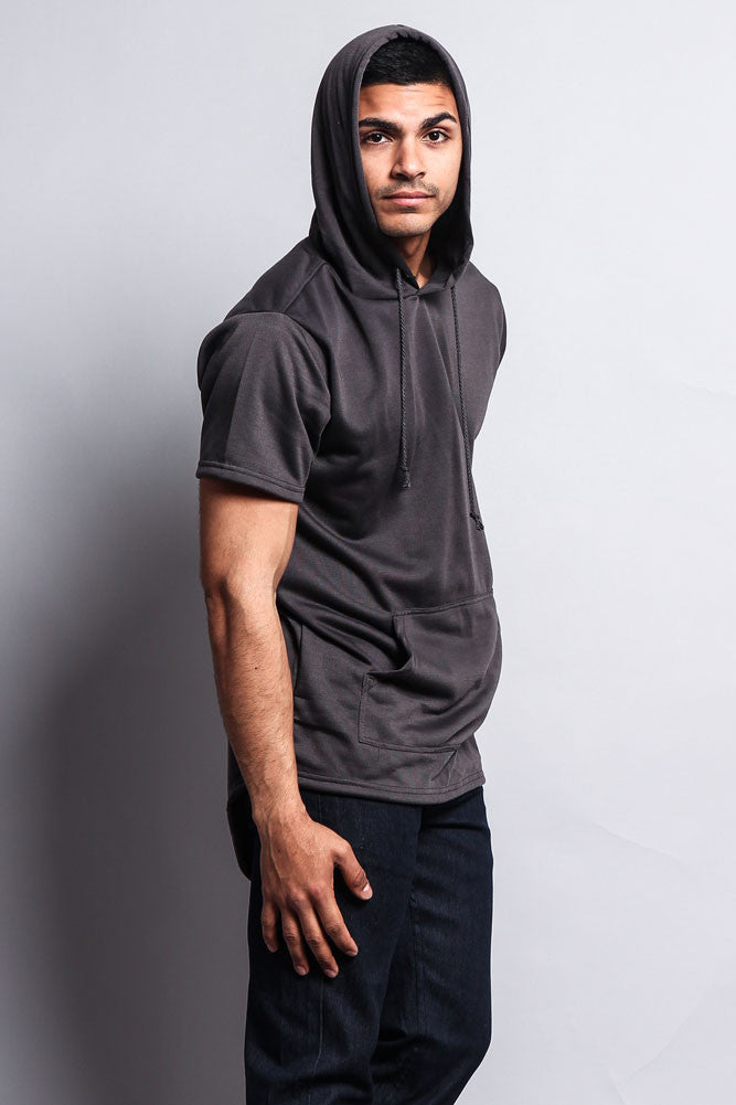 Long Length Short Sleeve Fishtail Pullover Hoodie