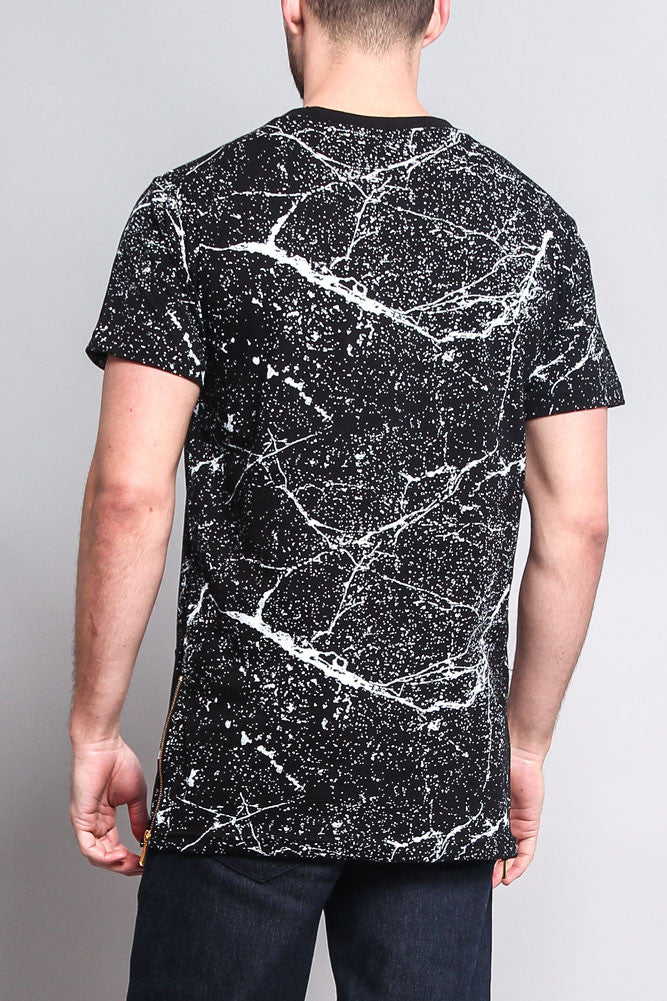 Metallic American Flag Marble Print T-Shirt