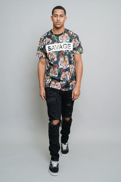 3D Savage Tiger Print T-Shirt
