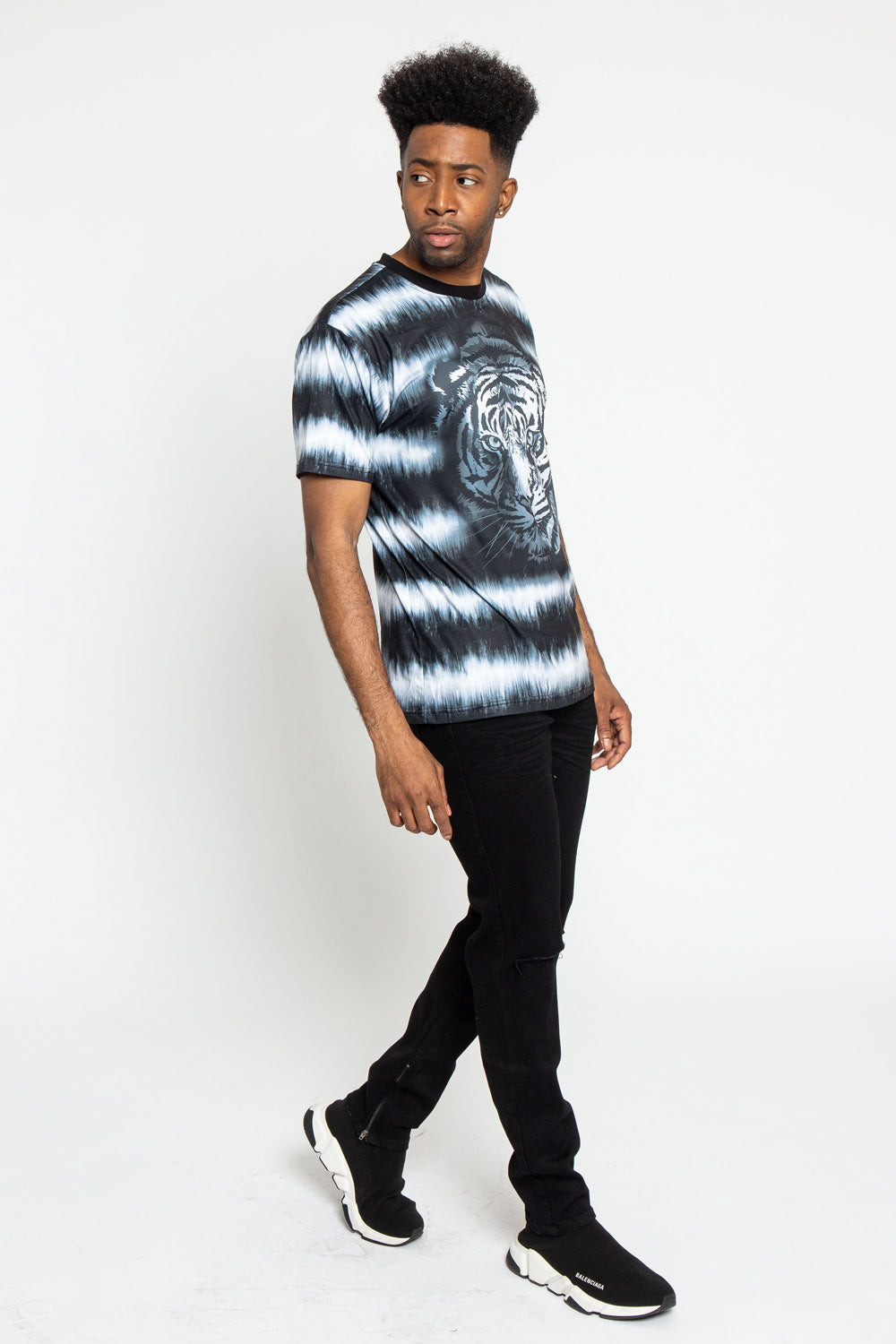 Horizontal Stripe Dyed Tiger T-Shirt