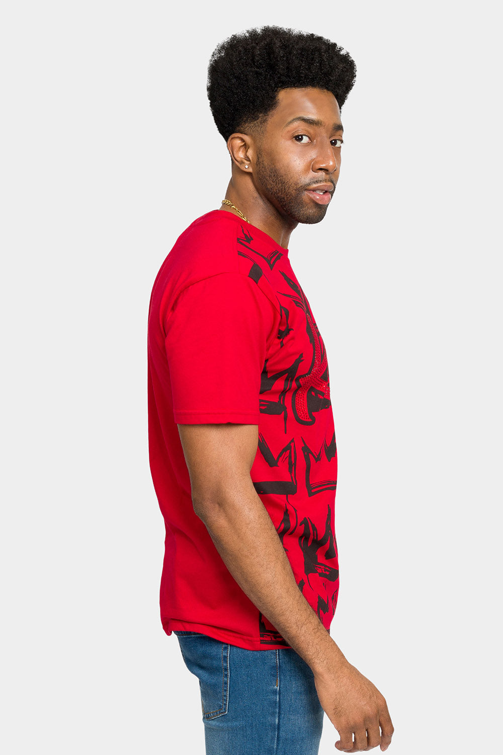 Rhinestone Studded Crowned King T-Shirt