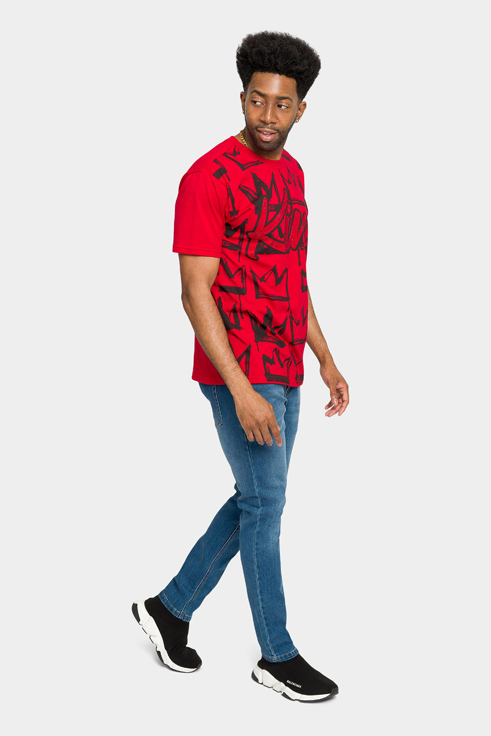 Rhinestone Studded Crowned King T-Shirt