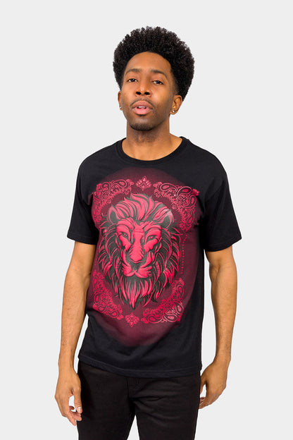 Paisley Print Embossed Lion T-Shirt