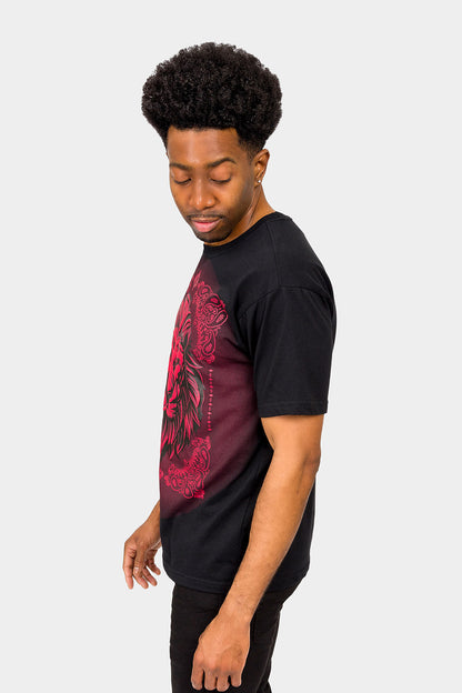Paisley Print Embossed Lion T-Shirt