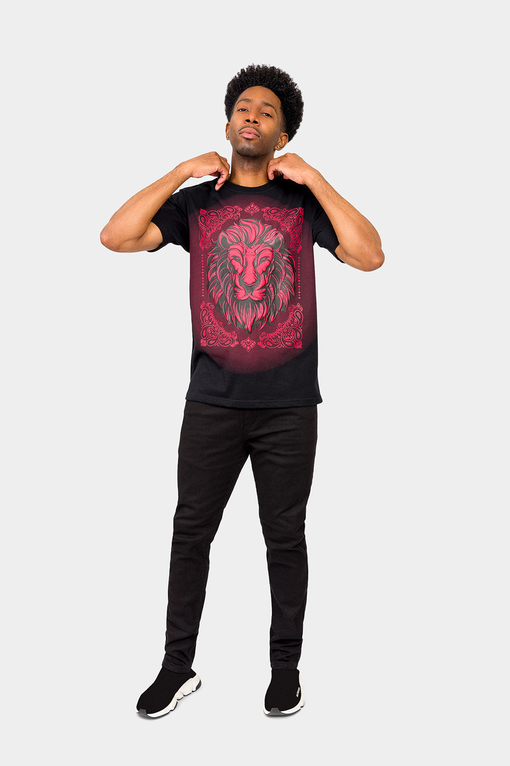Paisley Print Embossed Lion T-Shirt