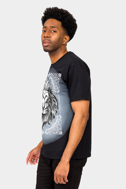 Paisley Print Embossed Lion T-Shirt