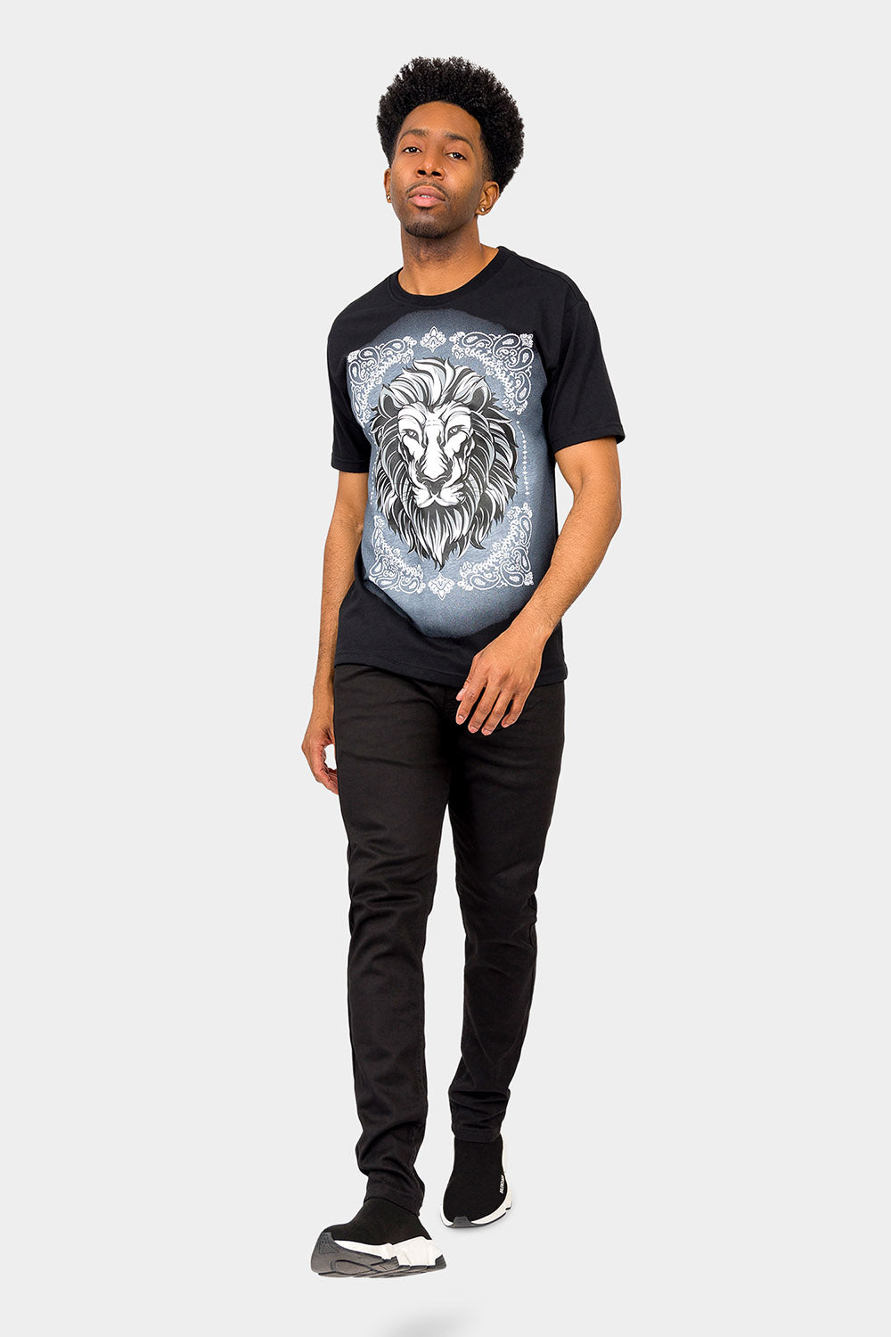 Paisley Print Embossed Lion T-Shirt