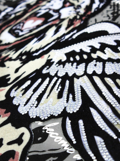 Lion Angel Crystal Embellished Graphic T-Shirt