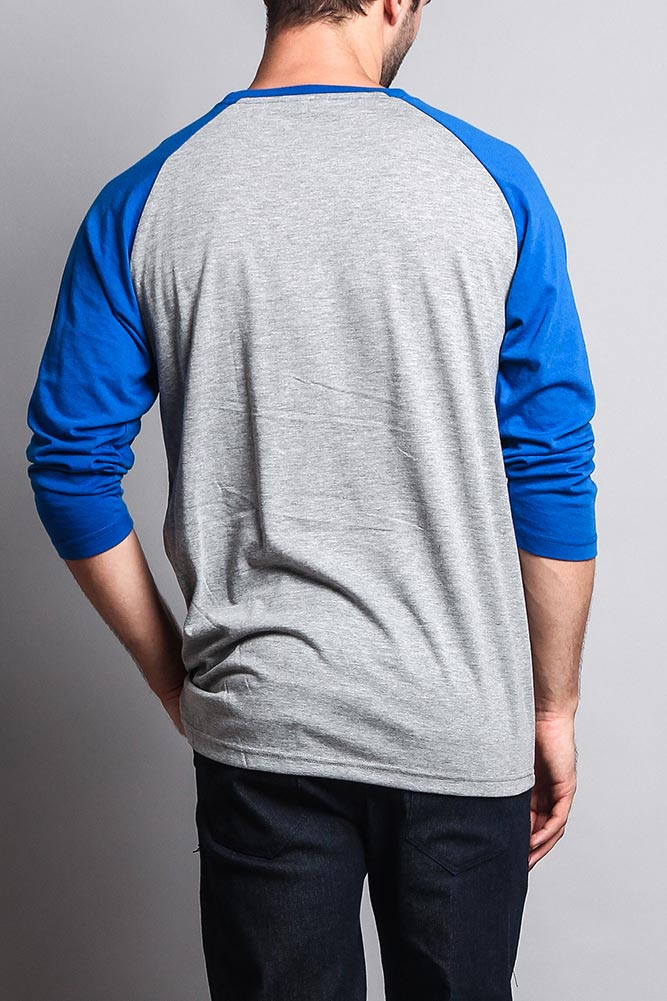 Men's Baseball T-Shirt (Grey/Royal Blue)