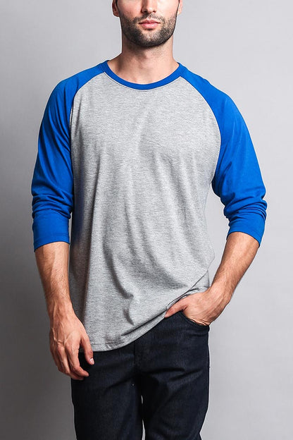 Men's Baseball T-Shirt (Grey/Royal Blue)