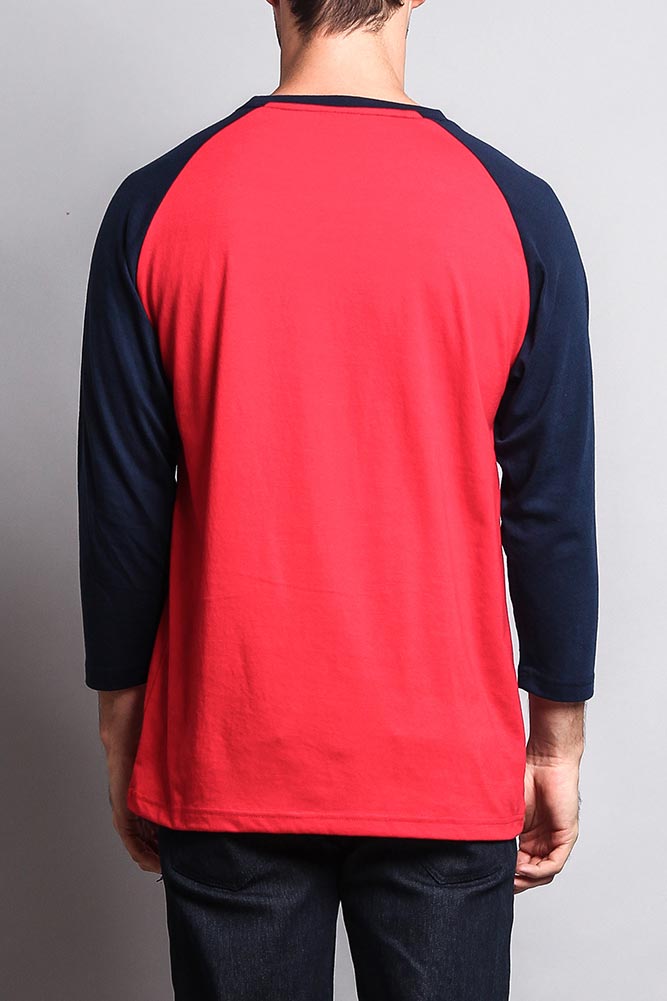 Men's Baseball T-Shirt (Red/Navy)