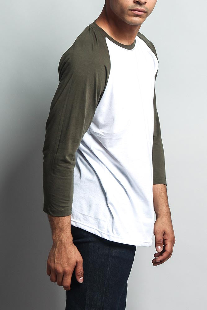 Men's Baseball T-Shirt (White/Olive)