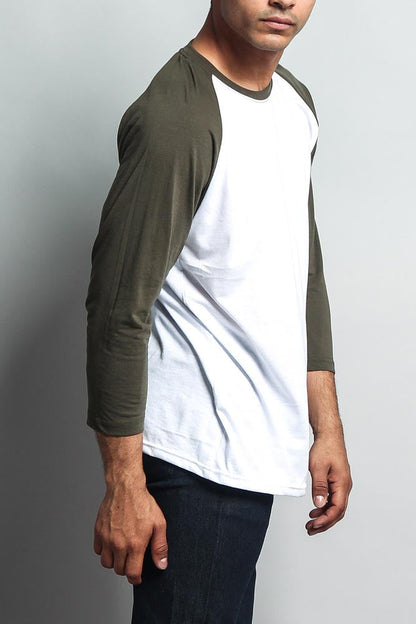 Men's Baseball T-Shirt (White/Olive)