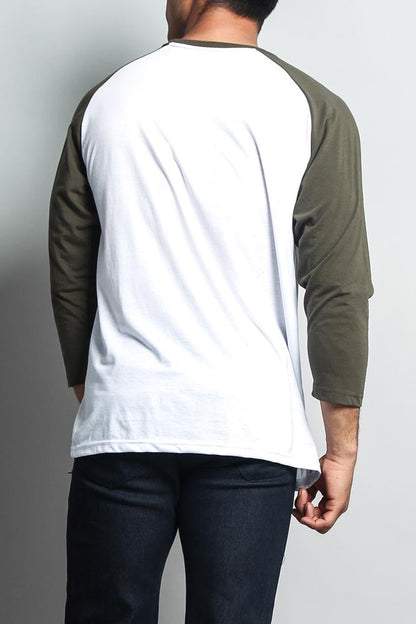 Men's Baseball T-Shirt (White/Olive)