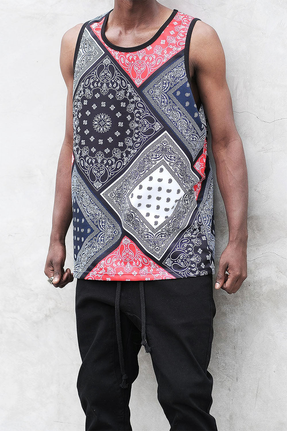 Men's Diagonal Bandana Mix Tank Top