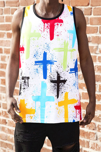 Men's Cross Paint Splatter Tank Top