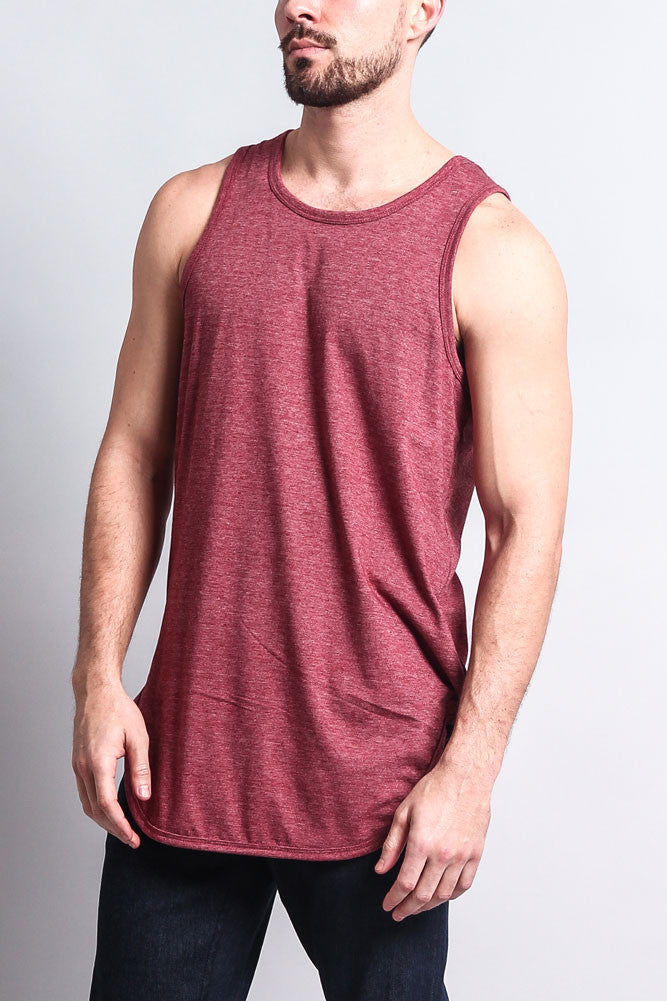 Basic Long Length Curved Hem Tank Top