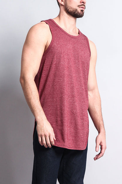 Basic Long Length Curved Hem Tank Top