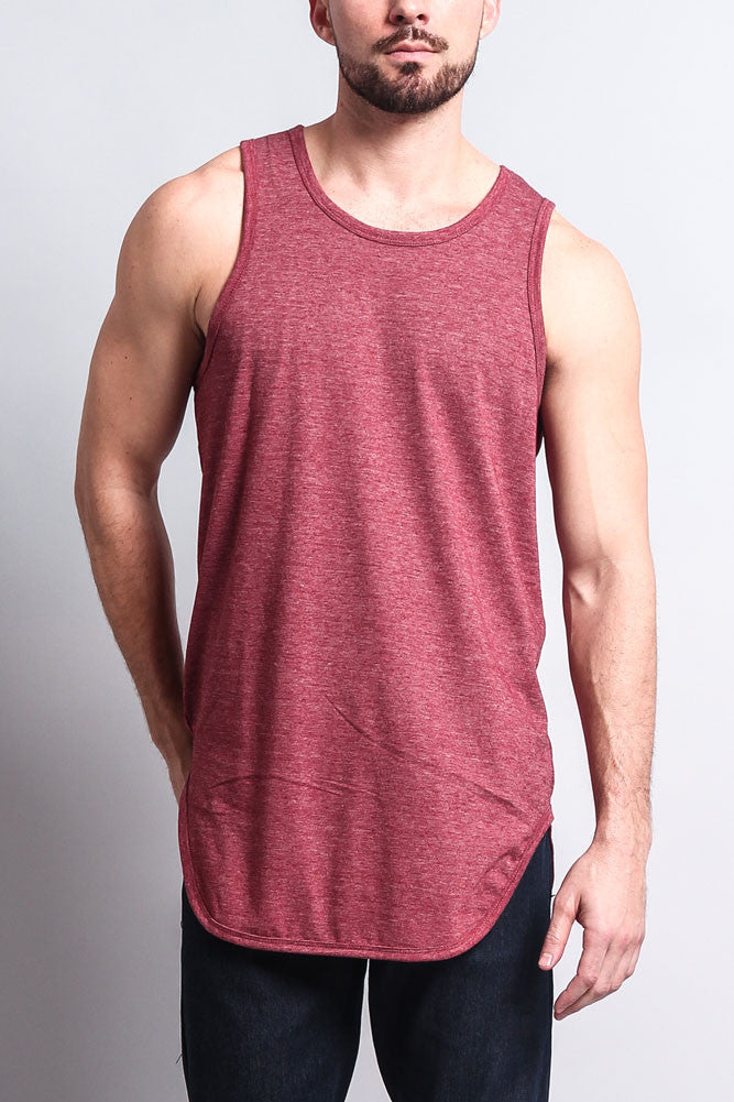 Basic Long Length Curved Hem Tank Top