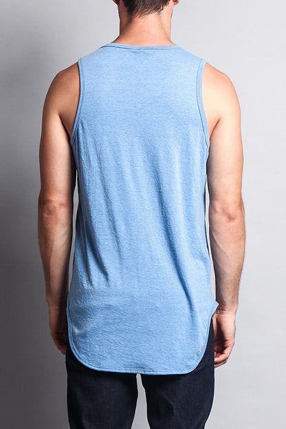 Basic Long Length Curved Hem Tank Top