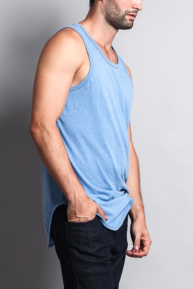 Basic Long Length Curved Hem Tank Top