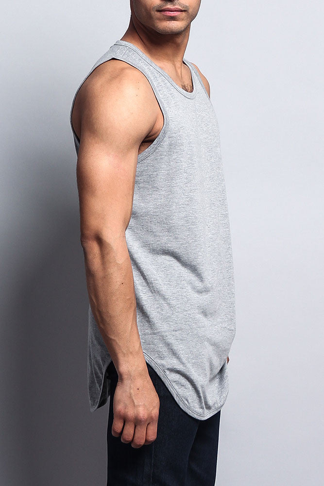 Basic Long Length Curved Hem Tank Top