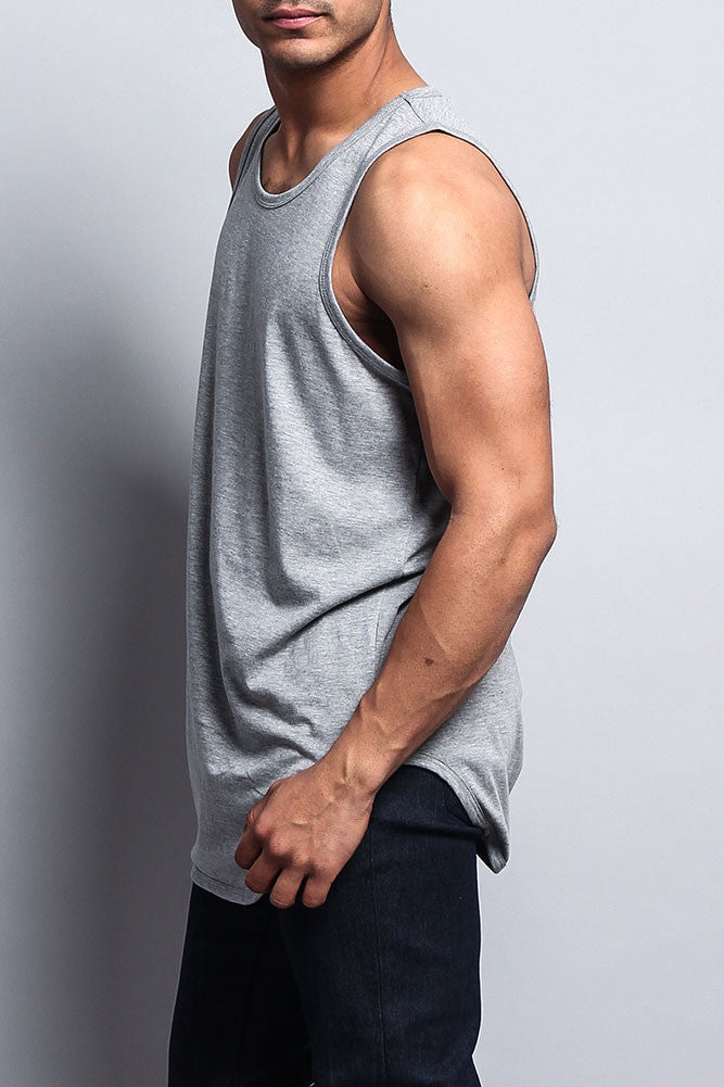 Basic Long Length Curved Hem Tank Top
