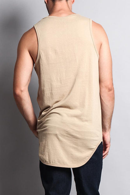 Basic Long Length Curved Hem Tank Top
