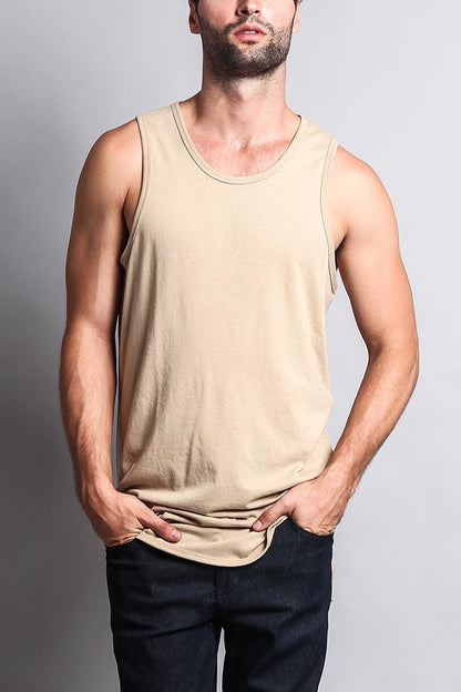 Basic Long Length Curved Hem Tank Top