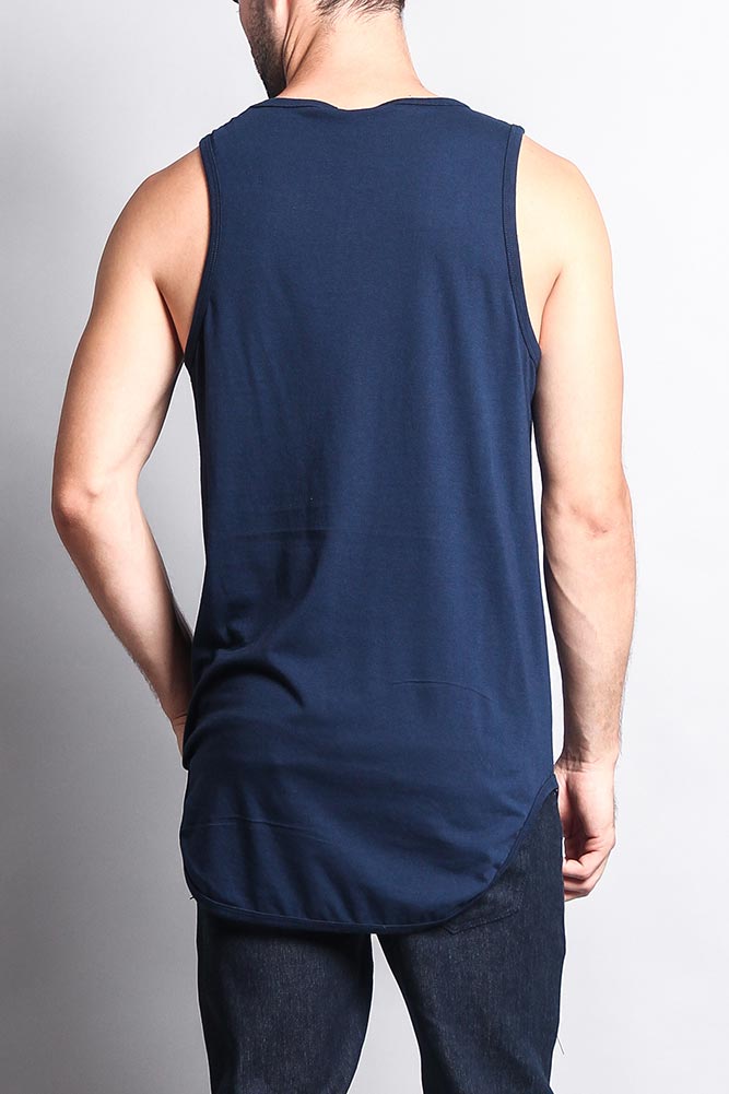 Basic Long Length Curved Hem Tank Top