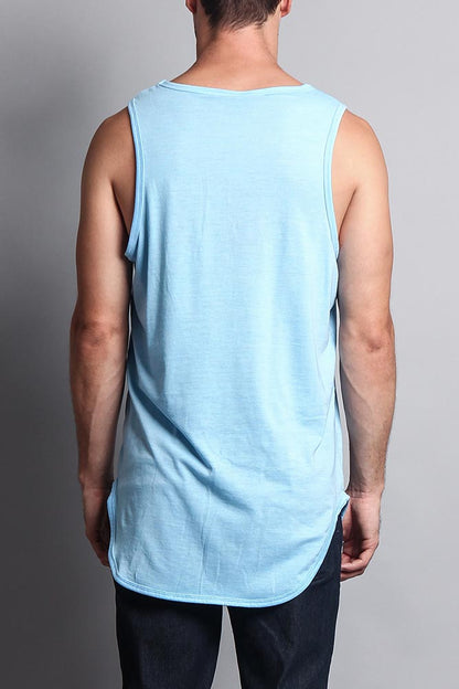 Basic Long Length Curved Hem Tank Top
