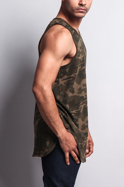 Basic Long Length Curved Hem Tank Top