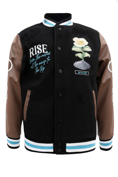 Men's Rise Again Embroidered Melton Varsity Jacket
