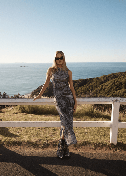 AFENDS Womens Silver Lining - Sheer Dress - Chrome