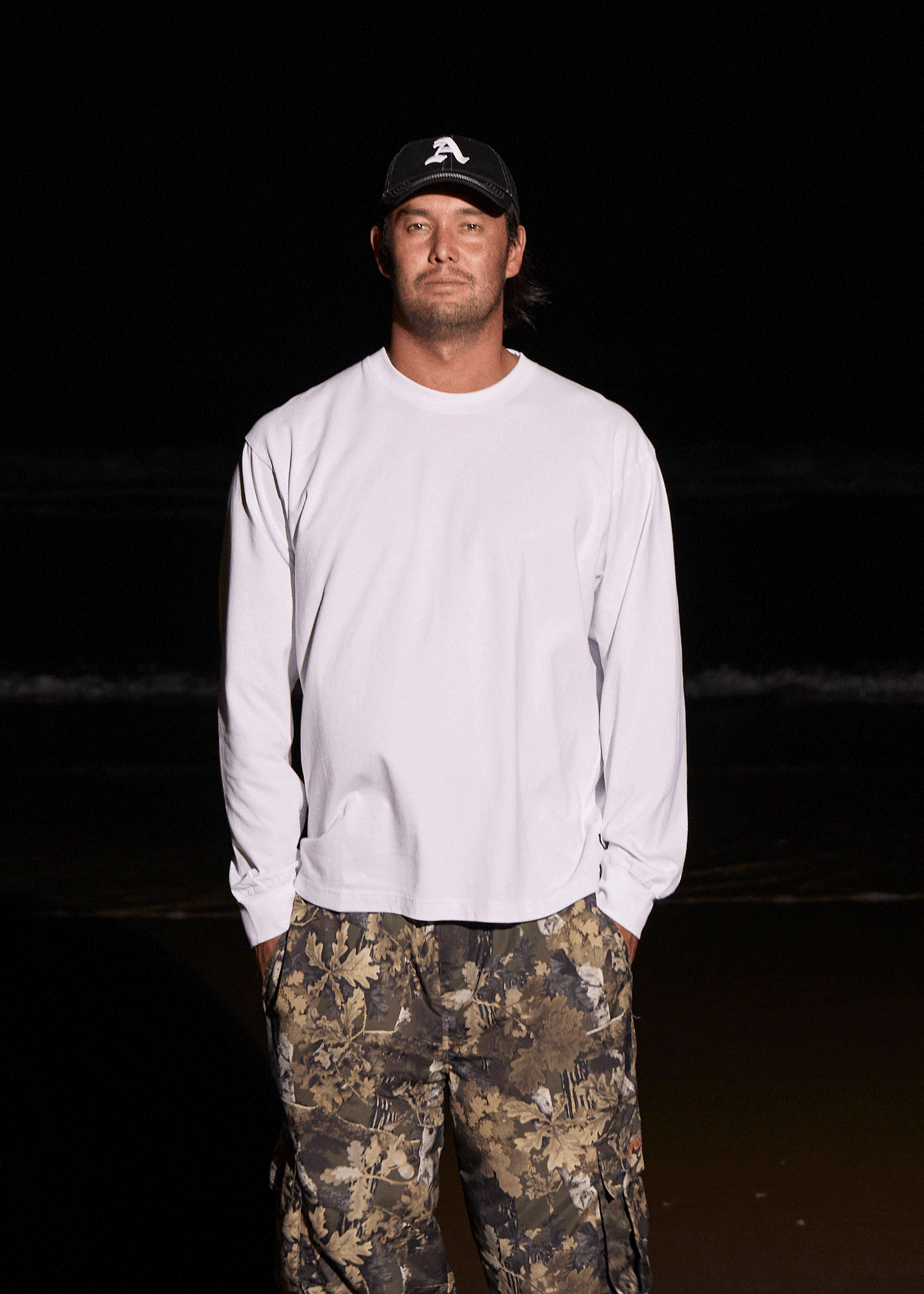 AFENDS Mens Genesis - Boxy Long Sleeve Tee - White