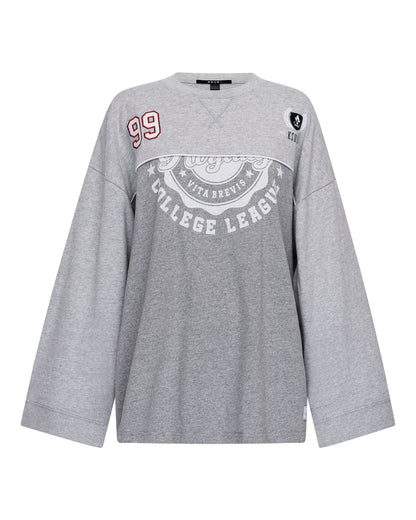 VARSITY BOYFRIEND LS TEE GREY