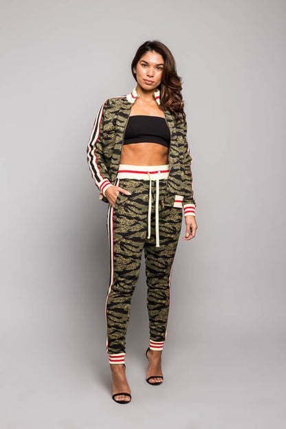 Tiger Print Track Suit Set