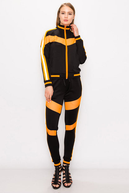 Reflective Neon Striped Track Suit