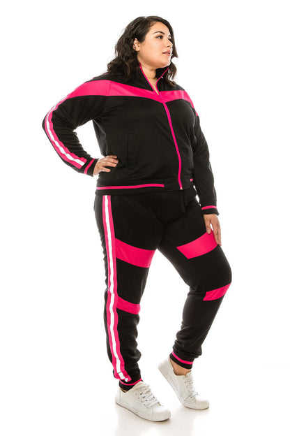 Reflective Neon Striped Track Suit