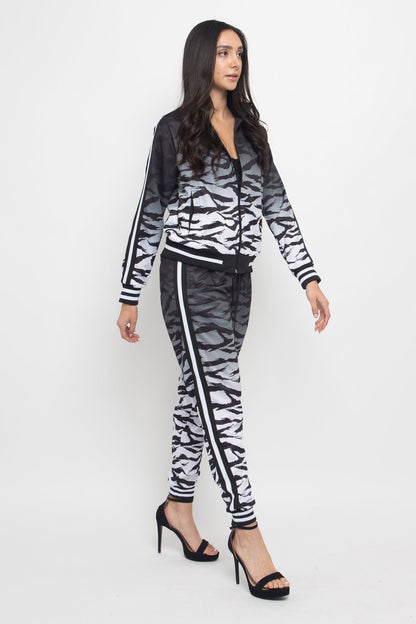 Ombre Gradient Tiger Stripe Tracksuit