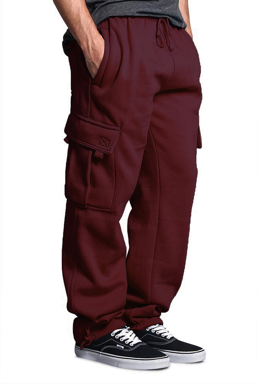 Victorious Men's Solid Fleece Heavyweight Cargo Sweat Pants
