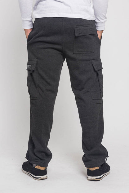 Victorious Men's Solid Fleece Heavyweight Cargo Sweat Pants